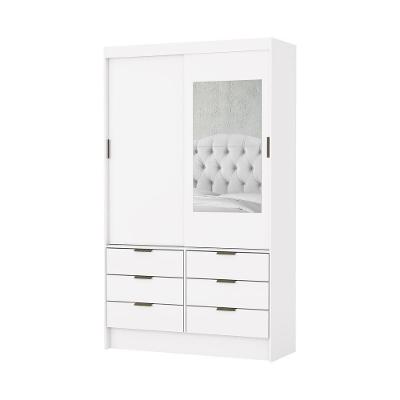 Guarda Roupa Sevilha 2 Portas De Correr Com Espelho Carioca Moveis Branco