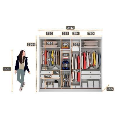 Guarda Roupa Casal Sonetto 3 Portas 4 Gavetas Neve com Espelho MDF