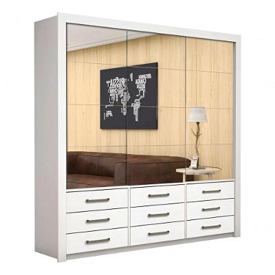 Guarda Roupa Sevilha Premium 3 Portas 9 Gavetas Com Espelho Carioca Moveis Branco