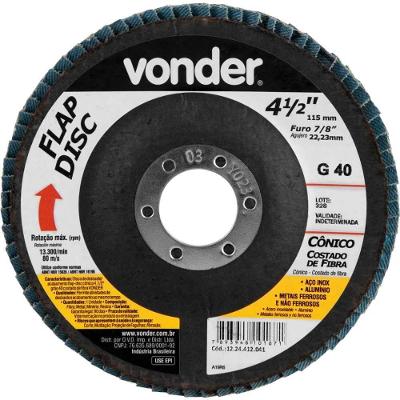 Flap Disc 4.1-2 G40 Costado Pvc Reto Para Aço Carbono E Ino