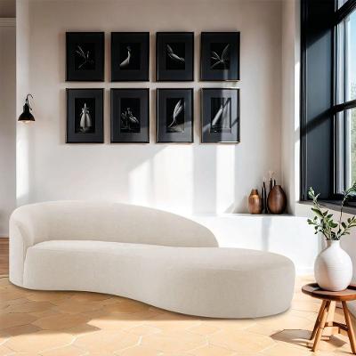Divã Recamier Orgânico França 250cm Lado Direito Linho Bege
