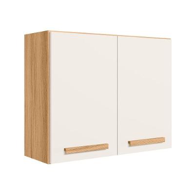 Armário Aereo 2 Portas 80cm Intenza Freijo-off White Cristal - Ssx Multicoisas