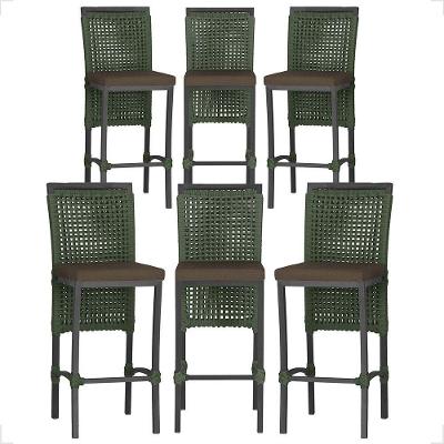 6 Banqueta Em Alumínio Roma Preta Corda Náutica Tecido 9 Verde
