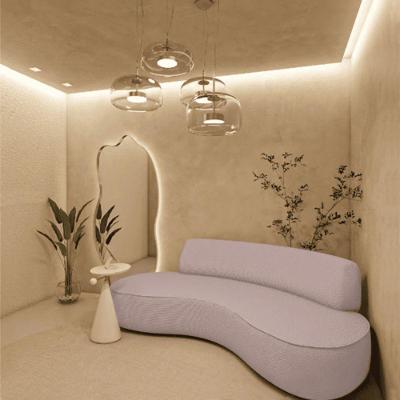 Sofá Curvo 2 Lugares Orgânico Amsterdã 140cm Linho Rose- Mabe Magazine