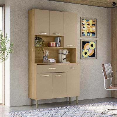 Armário Cozinha Compacta Apolo Freijó/vanilla 6 Portas E 1 Gaveta - Kits Paraná