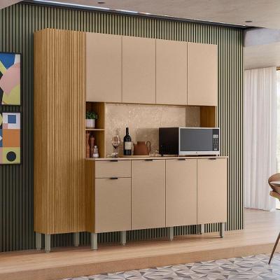 Armário de Cozinha Compacta 3011-9023 8 Portas 1 Gaveta MDP Freijó Vanilla Cp-Riscatto