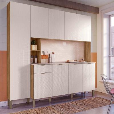Armário de Cozinha Compacta Pulse 8 Portas 1 Gaveta MDP 200.5cm Freijó Soft