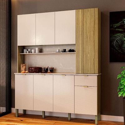 Armário de Cozinha Compacta Slow 8 Portas 1 Gaveta MDF 161cm Freijó Vanilla