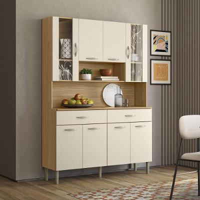 Armário de Cozinha Compacta Golden 8 Portas 2 Gavetas MDF 121.4cm Freijó Soft