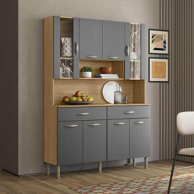 Armário de Cozinha Compacta Golden 8 Portas 2 Gavetas MDF Freijó Gris