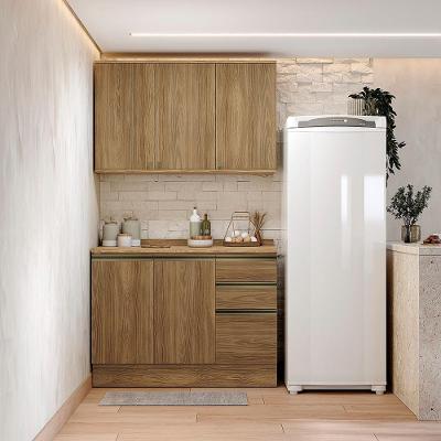Armário de Cozinha Compacta Cb1385 3 Portas 3 Gavetas Mdf 120cm Amadeirado