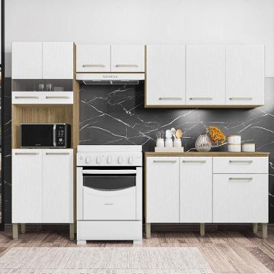 Armário de Cozinha Compacta Versalhes 12 Portas 1 Gaveta MDF 250.7cm Amadeirado