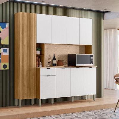 Armário de Cozinha Compacta Pulse 8 Portas 1 Gaveta MDP 200.5cm Freijó Artico Amadeirado