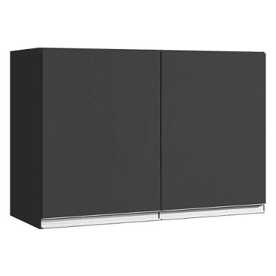Armário Aéreo Para Cozinha Andréia 2 Portas 80 Cm Preto - Ajl