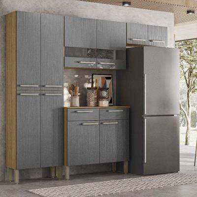 Armário de Cozinha Compacta Nala 8 Portas 2 Gavetas MDF Amadeirado
