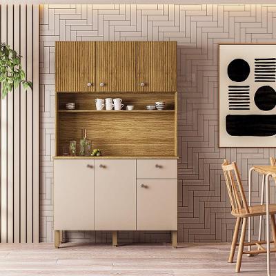 Armário de Cozinha Style 2491-9009 6 Portas 1 Gaveta MDP 111cm Freijó Vanilla Cp-Ripado