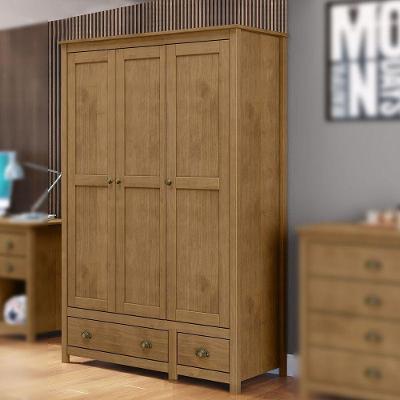 Guarda-roupa 3 Portas 2 Gavetas Freijó Topázio Madeira Pinus - Finestra