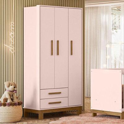 Guarda Roupa Infantil Q Encanto Slim 4340 Rosa Acetinado Ambiente - Qmovi