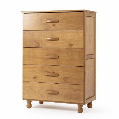 Cômoda Pandora 5 Gavetas em Madeira Maciça com Puxador em MDF Rustic para Quarto