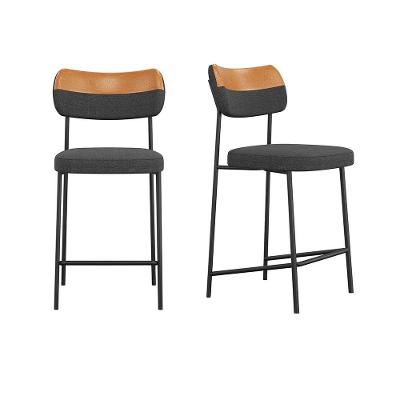 Conjunto 02 Banquetas Medias Mona Courissimo Whisky E Grafite - Ssx Multicoisas