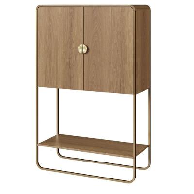 Balcão Bar Orgânico Luna Artesano 90 Cm (larg) Mdp Hanover 2 Portas 1 Prateleira Base Metal Dourado