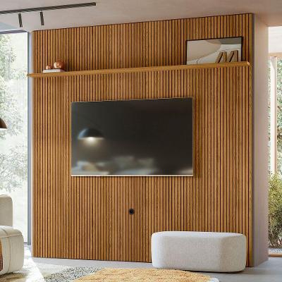Painel Tv 75 Pol 238cm Ripado Para Sala Kalven Cumaru M20 - D'rossi