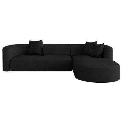 Sofá Modular Celinne Luxuoso Sala De Estar Decoração Luxo 265cm Linho Preto