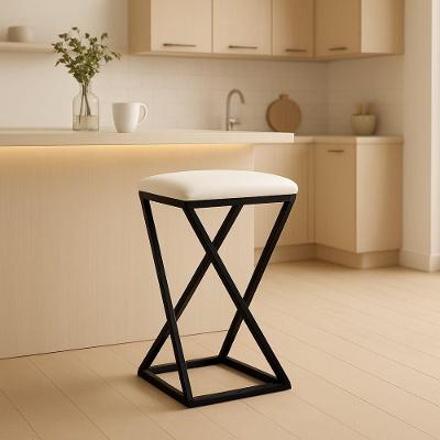 Banqueta Z 80 Cm Banco Cozinha Corino Bistrô Ferro Balcão Branco