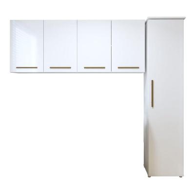 Lavanderia Modulada 1 Armário Multiuso E Armário Aéreo Guarulhos - Kaiki Móveis Branco