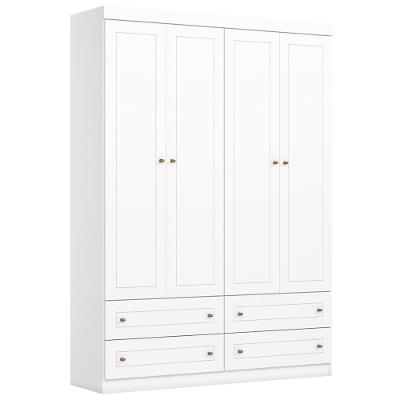 Guarda Roupa Infantil 4 Portas 159 Cm Americano Branco Henn