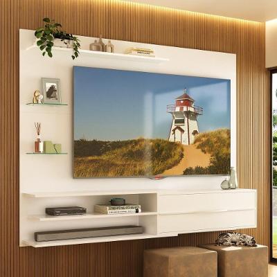 Painel Para Tv Até 65 Polegadas 1 Porta E Prateleiras Multimóveis MP1064 Branco