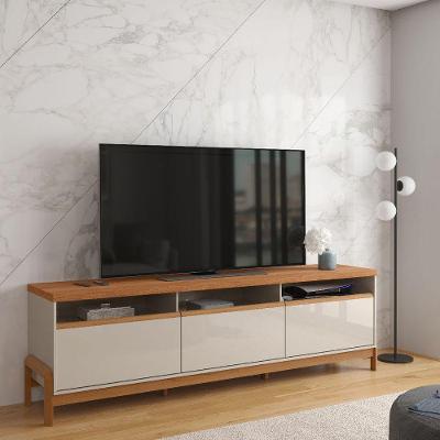 Rack 2.1 Elegance Para Tv Até 75 Polegadas 1 Porta 2 Gavetas Off White/jequitibá - Lukaliam