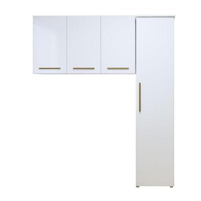 Lavanderia Modulada Jundiaí 1 Armário Multiuso E Armário Aéreo - Kaiki Móveis Branco