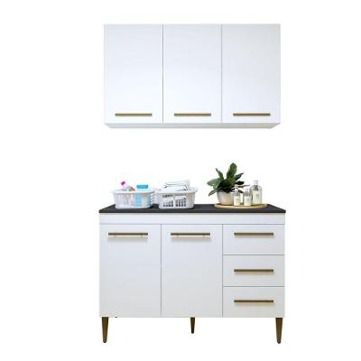 Lavanderia Modulada Armário Aéreo E Balcão Brasilia - Kaiki Móveis Branco