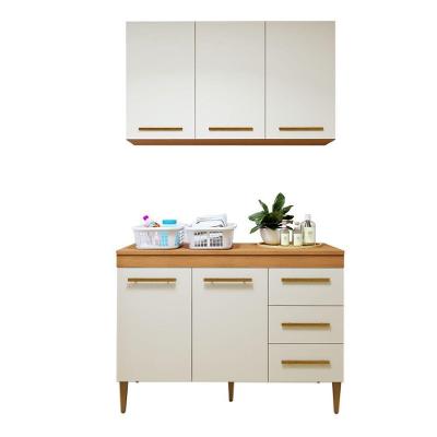 Lavanderia Modulada Armário Aéreo E Balcão Brasilia - Kaiki Móveis Nature/off White