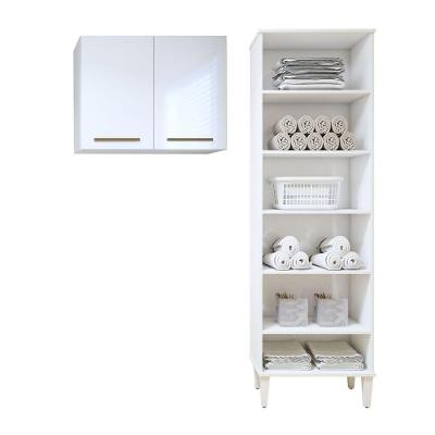 Lavanderia Modulada 1 Armário Multiuso E Armário Aéreo Belém - Kaiki Móveis Branco