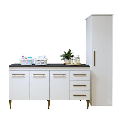 Lavanderia Modulada 1 Armário Multiuso E Balcão Osasco - Kaiki Móveis Branco