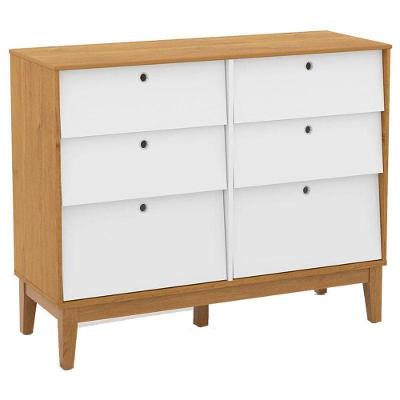 Cômoda Unique 6 Gavetas em MDF com Puxador em Furo Branco Soft Eco Wood