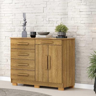 Cômoda Sapateira Sirius 2 Portas 1 Prateleira 122cm MDF Amadeirado Nature