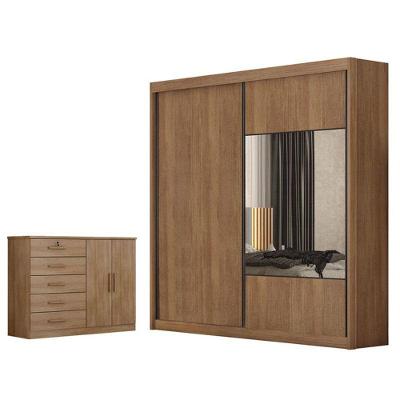 Guarda Roupa Casal Sienna Com Espelho E Cômoda Seul Cumaru 23 - Horizonte