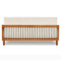 Sofá Living 2 Lugares Marilia 1,60m Linho Natural Base Em Madeira Castanho - Pallazio - 5