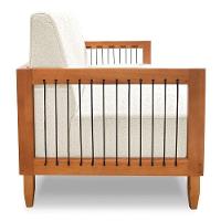 Sofá Living 2 Lugares Marilia 1,60m Linho Natural Base Em Madeira Castanho - Pallazio - 6