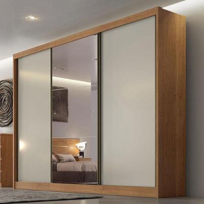Guarda Roupa Casal Ambiente Duna 3 Portas 4 Gavetas Cumaru 25 Fendi Com Espelho - Novo Horizonte