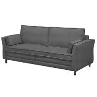 Sofá Living 3 Lugares 200Cm Pés Madeira Efraim F05 Veludo Grafite - Mpozenato - 1