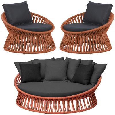 Chaise área Externa Monza Alumínio Corda Náutica Trama Terra Cota
