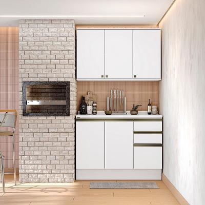 Combo de Móveis de Cozinha Cb1385 Br 3 Portas 3 Gavetas Mdf 120cm Branco