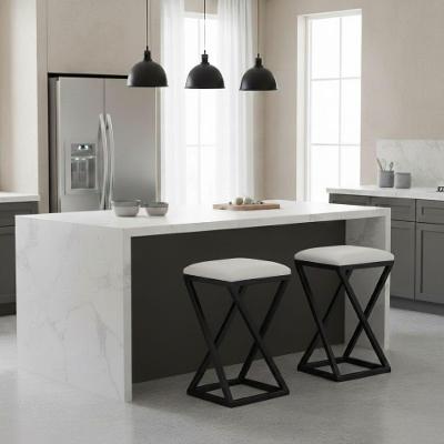 Kit 2 Banqueta Base Z 80 Cm Alta Banco Bancada Cozinha Moderno Corino Branco