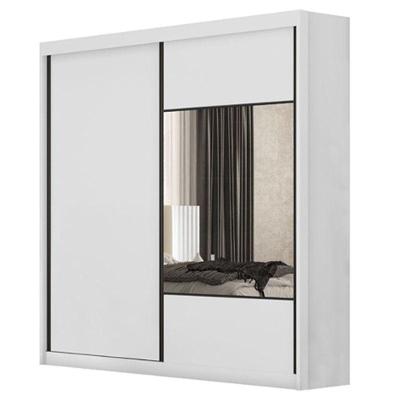 Guarda Roupa Casal Sienna 2 Portas 6 Gavetas Neve Com Espelho - Novo Horizonte