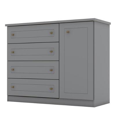 Cômoda Americano 4 Gavetas em MDF com Puxador Plástico Cinza Fosco