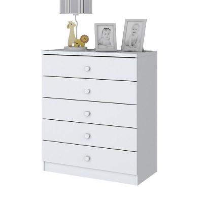 Cômoda Infantil Bala De Menta 5 Gavetas Branco Brilho - Móveis Henn Branco Brilho